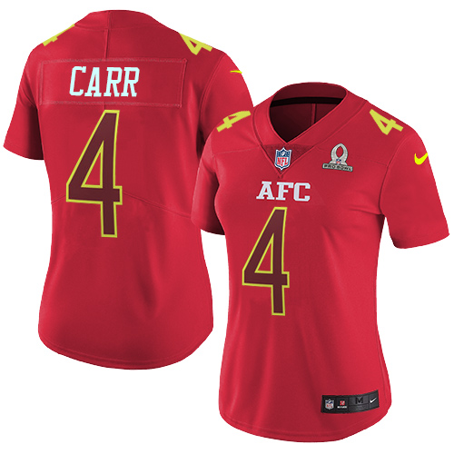 Nike Raiders #4 Derek Carr Red Women's Stitched NFL Limited AFC Pro Bowl Jersey